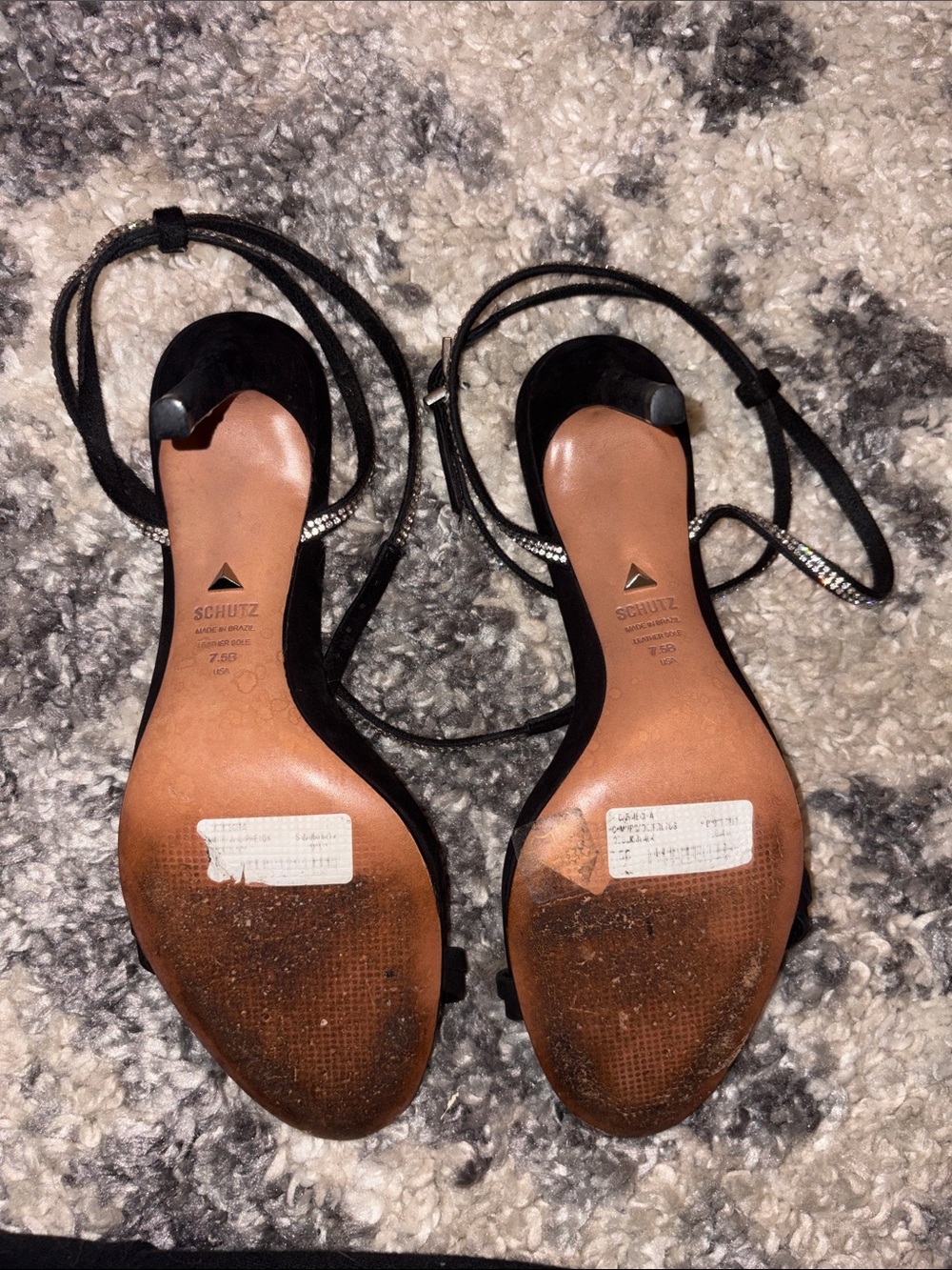 SCHUTZ Black Rhinestone Wrap-Ankle Heeled Sandals - Picture 4 of 4